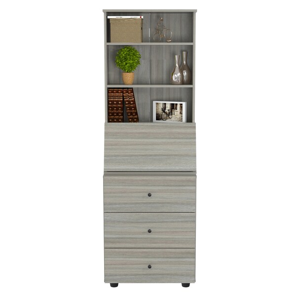 Inval Computer Credenza WorkCentre 71.1 in. H 3-Drawer in Smoke Oak - CE-7501