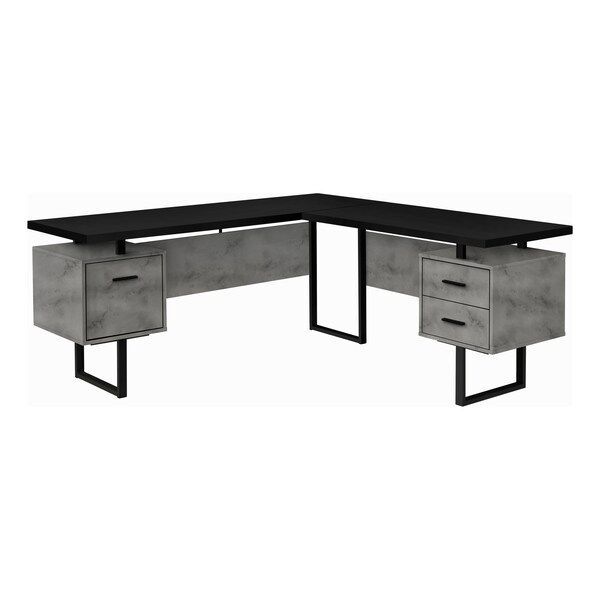 Monarch Specialties Computer Desk, Home Office, Corner, Storage Drawers, 70"L, L Shape, Work, Laptop, Metal, Grey - I 7617