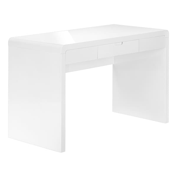 Monarch Specialties Computer Desk, Home Office, Laptop, Storage Drawers, 48"L, Work, Laminate, Glossy White - I 7580