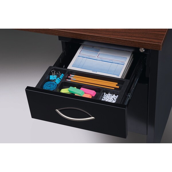 Hirsh Desk Pedestal, 36 in D X 29 1/2 in H, 72 in W X Steel, Black/Walnut - 20535