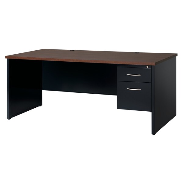 Hirsh Desk Pedestal, 36 in D X 29 1/2 in H, 72 in W X Steel, Black/Walnut - 20535