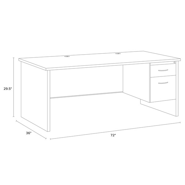 Hirsh Desk Pedestal, 36 in D X 29 1/2 in H, 72 in W X Steel, Black/Walnut - 20535
