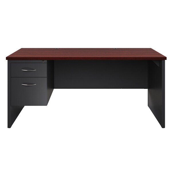 Hirsh Desk Pedestal, 30 in D X 29 1/2 in H, 66 in W X Steel, Charcoal/Mahogany - 20544