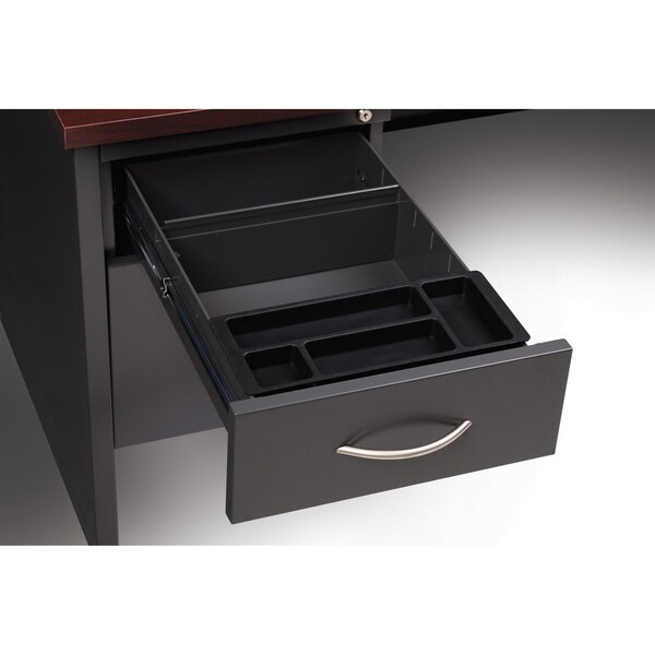 Hirsh Desk Pedestal, 30 in D X 29 1/2 in H, 66 in W X Steel, Charcoal/Mahogany - 20544