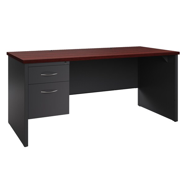 Hirsh Desk Pedestal, 30 in D X 29 1/2 in H, 66 in W X Steel, Charcoal/Mahogany - 20544