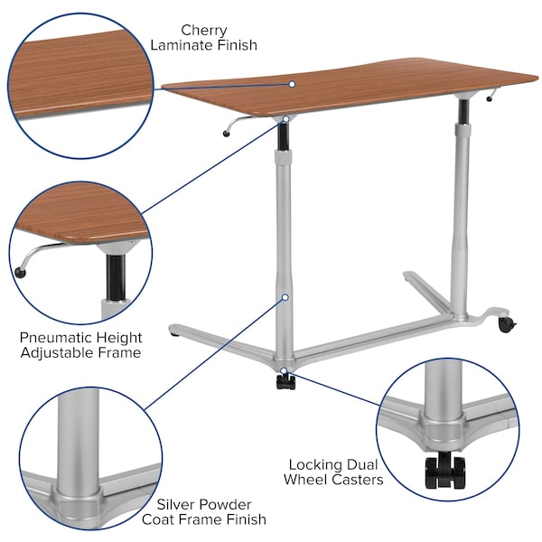 Flash Furniture Computer Desk Cherry Sit-Stand Computer Desk, Cherry - NAN-IP-6-1-CH-GG