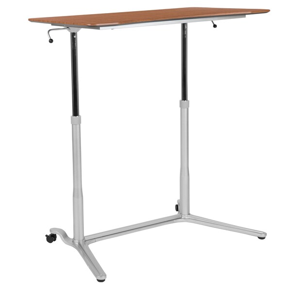 Flash Furniture Computer Desk Cherry Sit-Stand Computer Desk, Cherry - NAN-IP-6-1-CH-GG