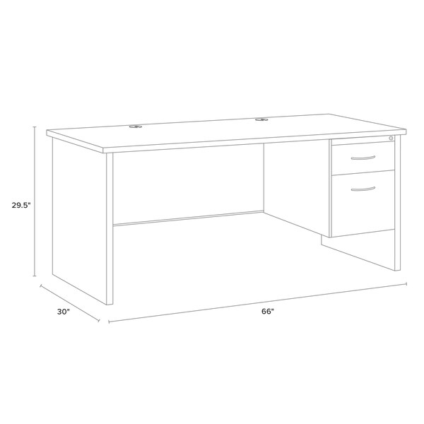 Hirsh Desk Pedestal, 30 in D X 29 1/2 in H, 66 in W X Steel, Charcoal/Mahogany - 20538