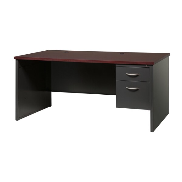 Hirsh Desk Pedestal, 30 in D X 29 1/2 in H, 66 in W X Steel, Charcoal/Mahogany - 20538