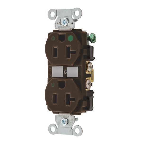 Zoro Select Receptacle, 20 A Amps, 125V AC, Flush Mount, Standard Duplex Outlet, 5-20R, Brown - 8300HBL