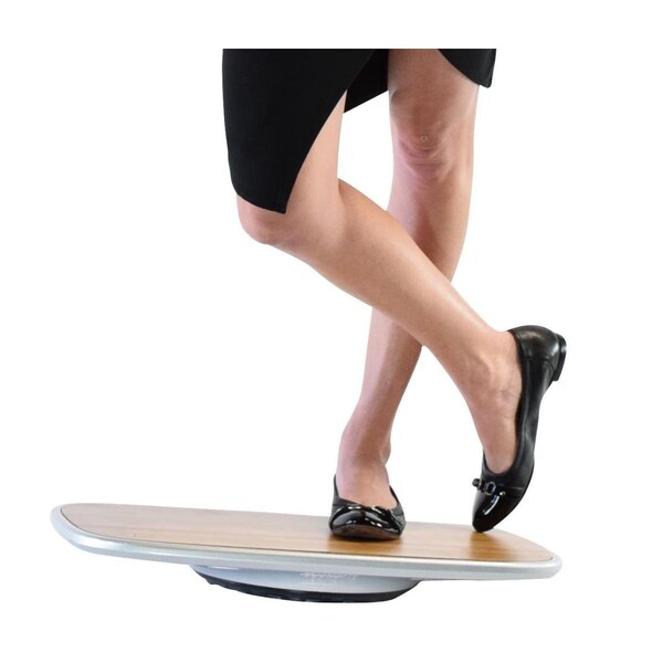 Gfancy Fixtures Bamboo & Silver Active Standing Desk Balance Board - GF3100615