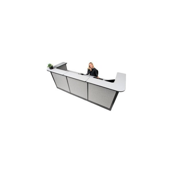Global Equipment Interion    U-Shaped Electric Reception Station, 124"W x 44"D x 46"H, Gray Counter, Gray Panel - 249010EGG