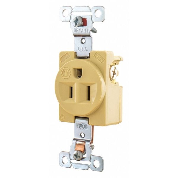 Zoro Select Receptacle, 15 A Amps, 125V AC, Flush Mount, Standard Duplex Outlet, 5-15R, Ivory - 5251I