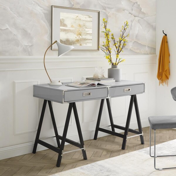 Inspired Home 47.2 x 23.5 x 30 in. Alleyne Writing Desk, Light Grey - DK199-09LG-UE