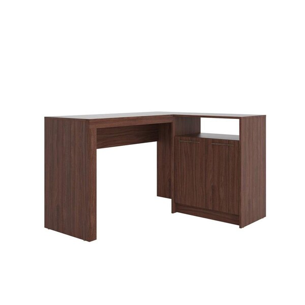 Designed To Furnish Kalmar L -Shaped Office Desk with Inclusive, Dark Brown - DE3067566