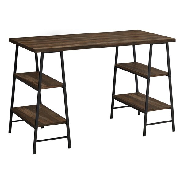 Daphnes Dinnette 48 in. Metal Reclaimed Wood Computer Desk, Brown & Black - DA3593941