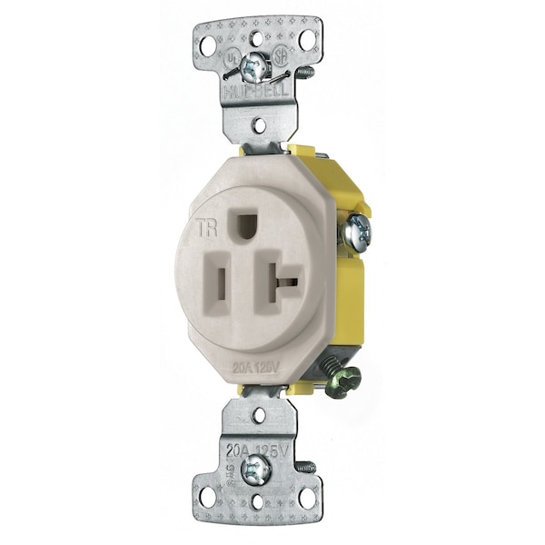 Hubbell Wiring Device-Kellems TradeSelect, Straight Blade Devices, Residential Grade, Receptacles, Tamper ResistantSingle, 20A 125V, 5-20R, Ligh tAlmond - RR201LATR