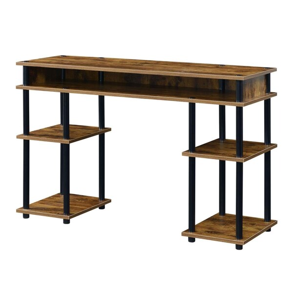 Convenience Concepts Designs2Go No Tools Student Desk with Shelves, Barnwood Black - HI2540485