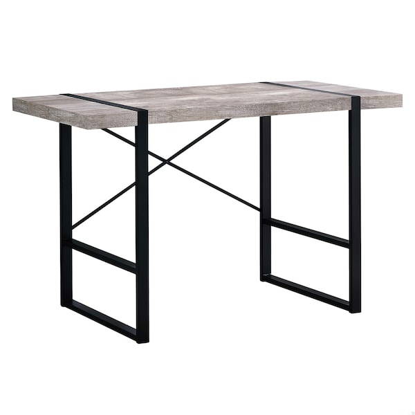 Homeroots 30 in. Taupe Particle Board & Black Metal Computer Desk - 333474