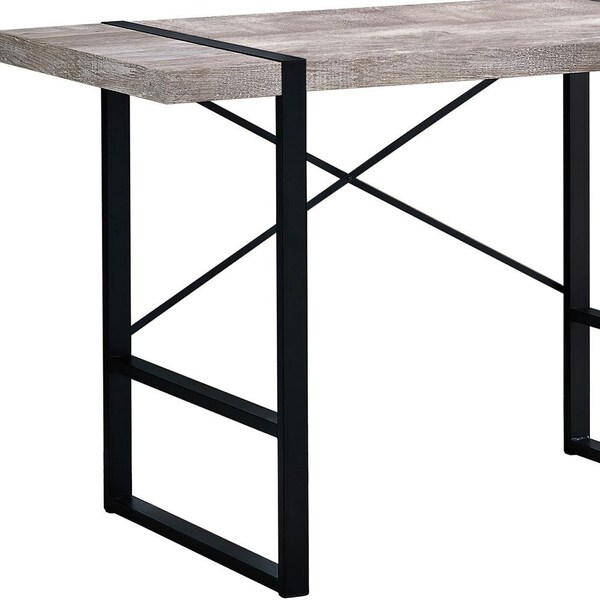 Homeroots 30 in. Taupe Particle Board & Black Metal Computer Desk - 333474