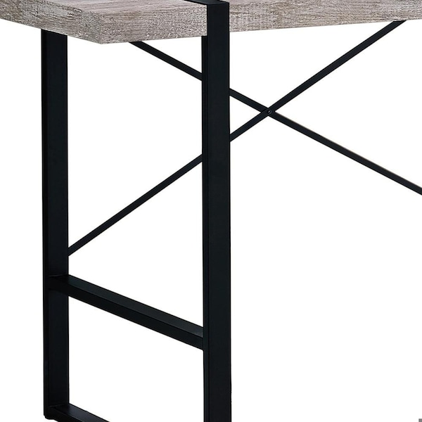 Homeroots 30 in. Taupe Particle Board & Black Metal Computer Desk - 333474