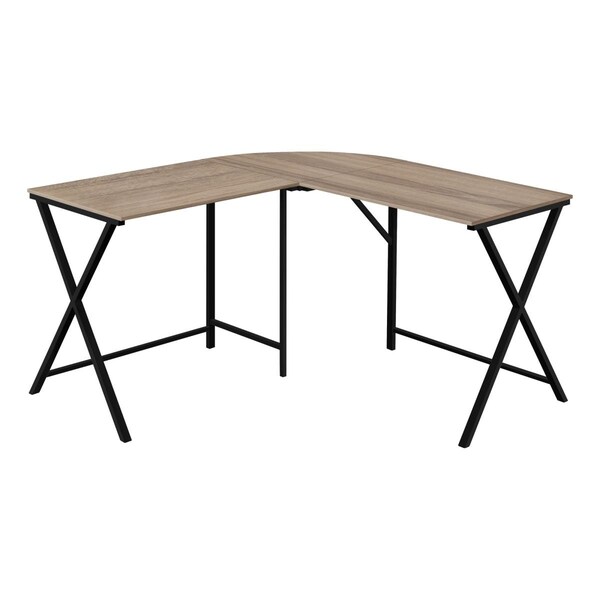 Daphnes Dinnette 55 in. Dark Taupe Top & Black Metal Corner Computer Desk - DA3602512
