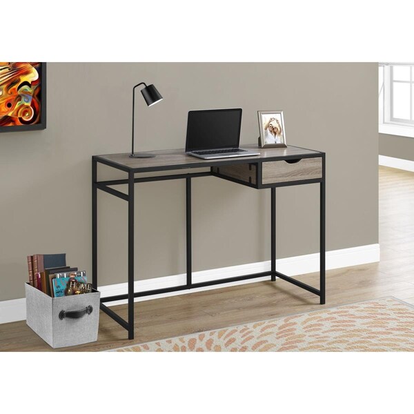 Gfancy Fixtures 30 in. Dark Taupe MDF & Black Metal Computer Desk - GF3657225