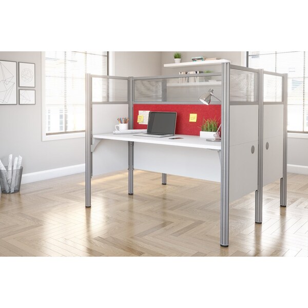 Bestar Bestar Pro-Biz 63W Office Cubicles with Red Tack Boards and High Privacy Panels in white - 100870DR-17