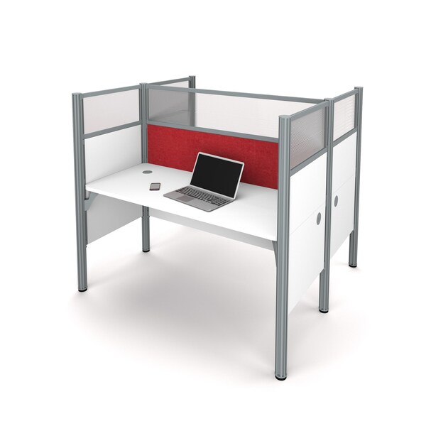 Bestar Bestar Pro-Biz 63W Office Cubicles with Red Tack Boards and High Privacy Panels in white - 100870DR-17