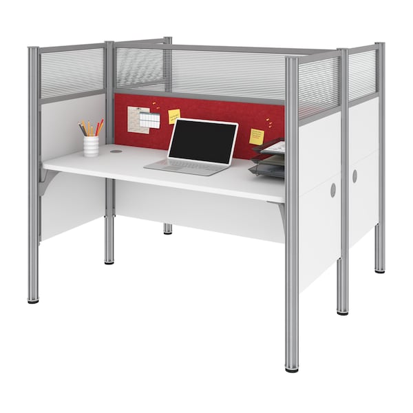 Bestar Bestar Pro-Biz 63W Office Cubicles with Red Tack Boards and High Privacy Panels in white - 100870DR-17