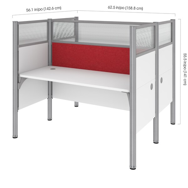 Bestar Bestar Pro-Biz 63W Office Cubicles with Red Tack Boards and High Privacy Panels in white - 100870DR-17