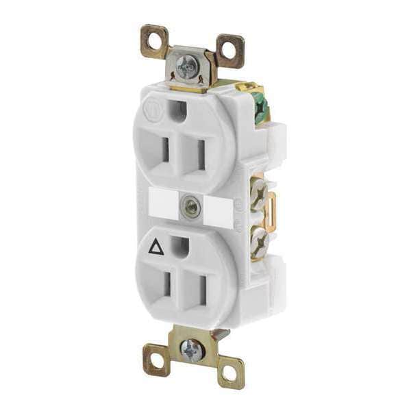 Zoro Select Receptacle, 15 A Amps, 125V AC, Flush Mount, Standard Duplex Outlet, 5-15R, White - BRY5262IGW
