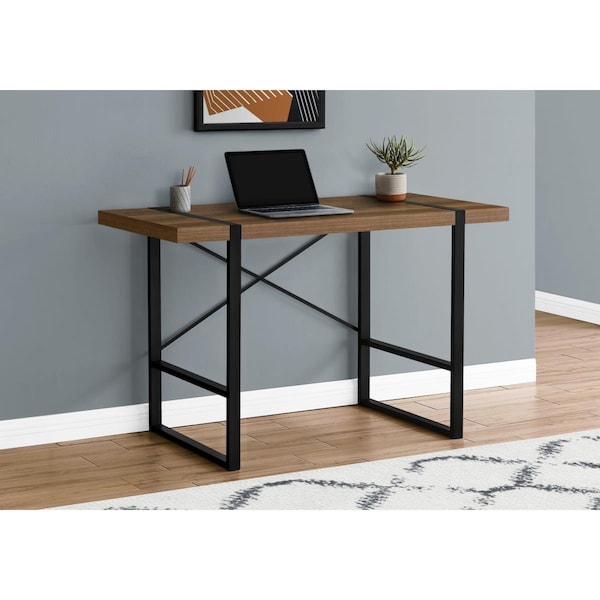Daphnes Dinnette 48 in. Metal Computer Desk Walnut - Black - DA3076405