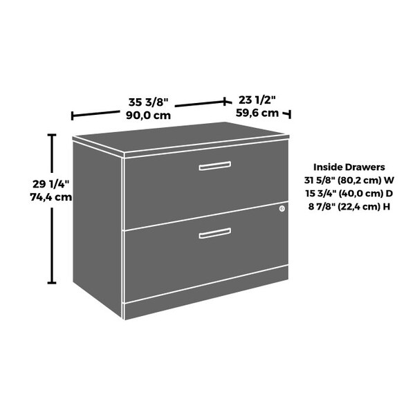 Officeworks By Sauder 22.992 in D X 29.291 in H, 105.984 in W X Engineered wood - 431509