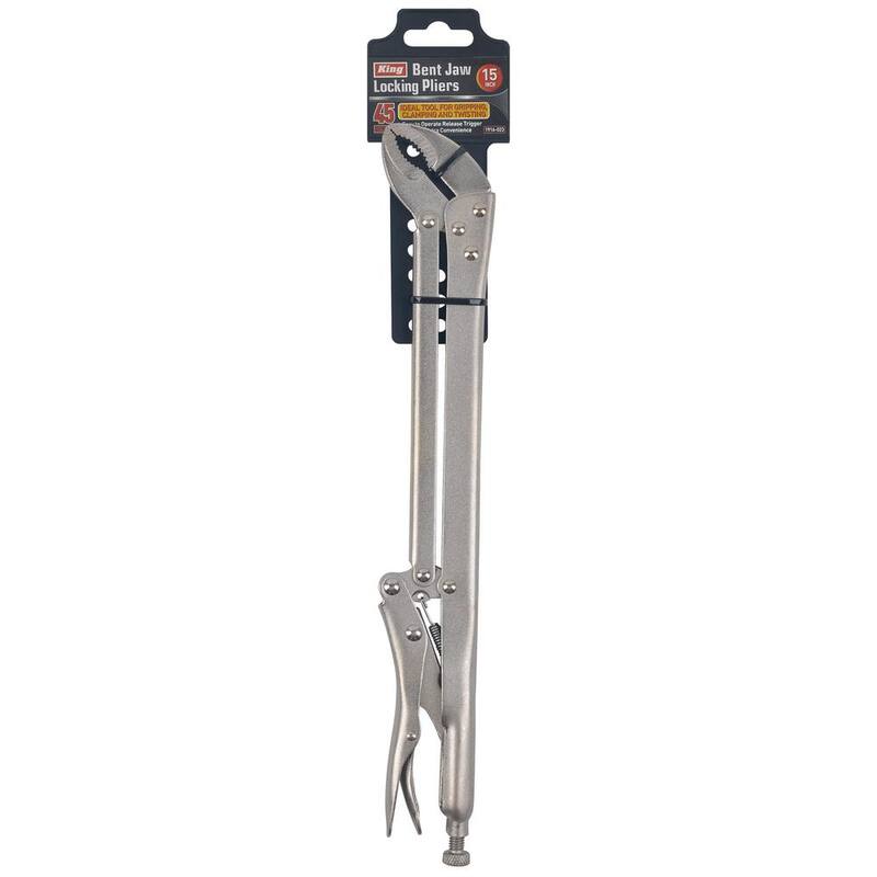 KING 15 in. L Reach 45-Degree Bent Jaw Locking Pliers - 1916-0