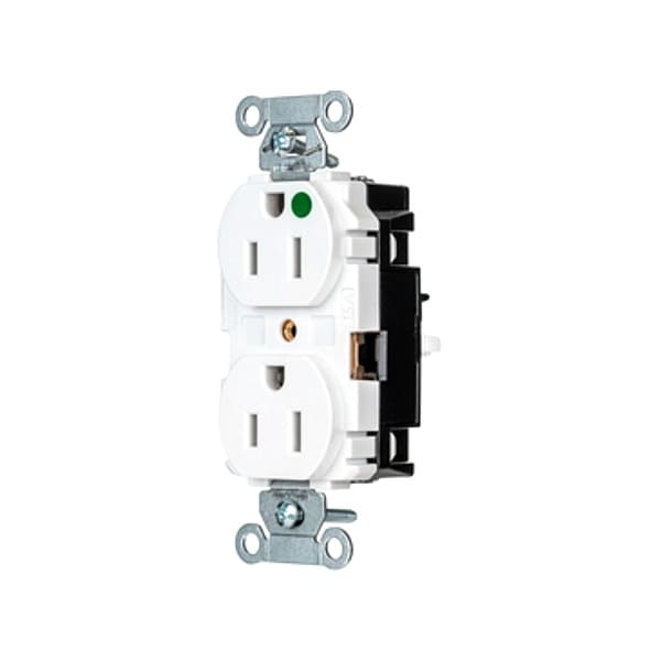 Hubbell Receptacle, 1/2 hp, 125V AC, NEMA 5-15R - 8200STW
