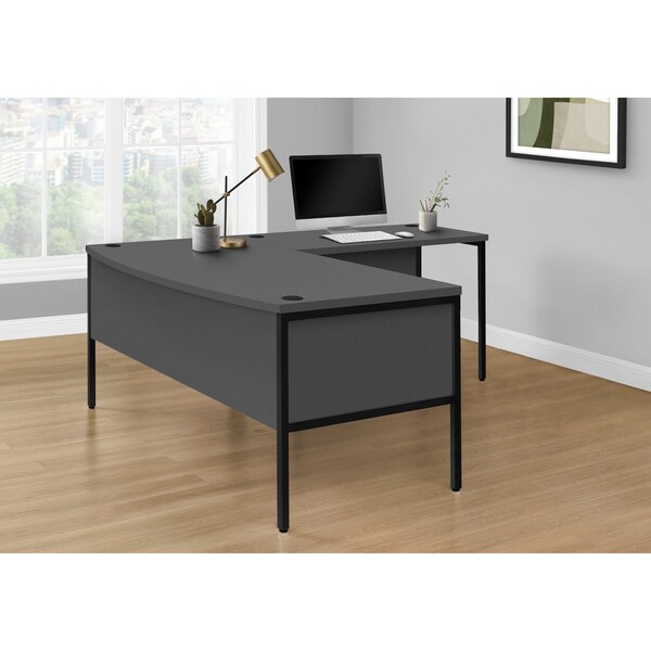Monarch Specialties Computer Desk, 23.5 in D X 30 in W X Particle Board, Hollow-Core, Laminate, Mdf, Metal, Plastic, Grey - I 7731