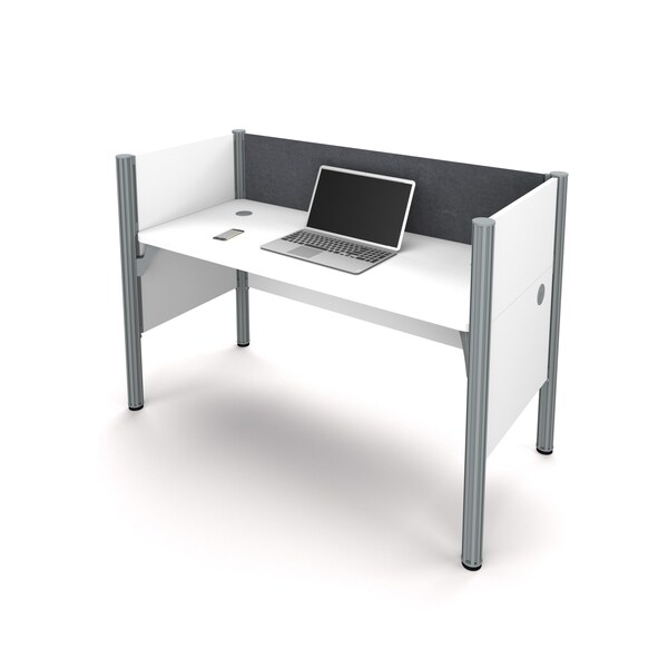 Bestar Bestar Pro-Biz 63W Single Office Cubicle with Gray Tack Board and Low Privacy Panels in white - 100871CG-17