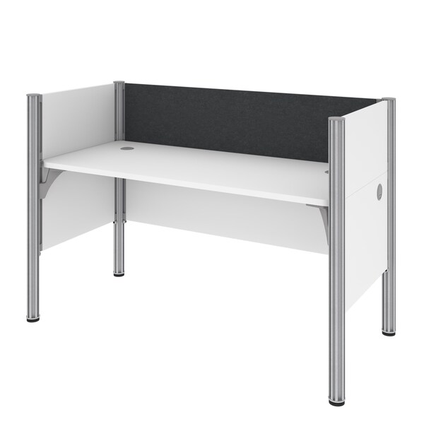 Bestar Bestar Pro-Biz 63W Single Office Cubicle with Gray Tack Board and Low Privacy Panels in white - 100871CG-17