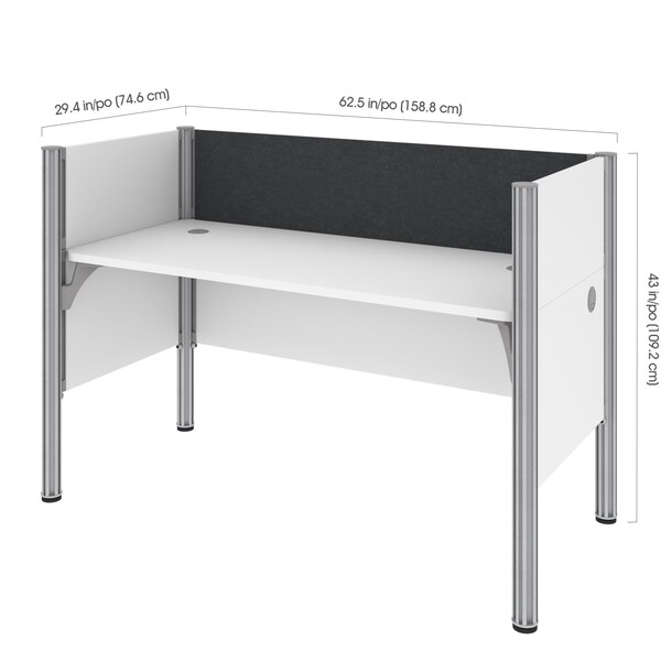 Bestar Bestar Pro-Biz 63W Single Office Cubicle with Gray Tack Board and Low Privacy Panels in white - 100871CG-17