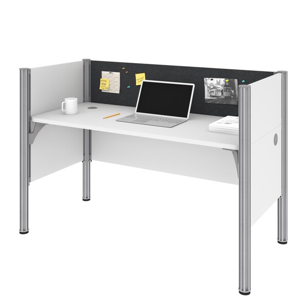 Bestar Bestar Pro-Biz 63W Single Office Cubicle with Gray Tack Board and Low Privacy Panels in white - 100871CG-17