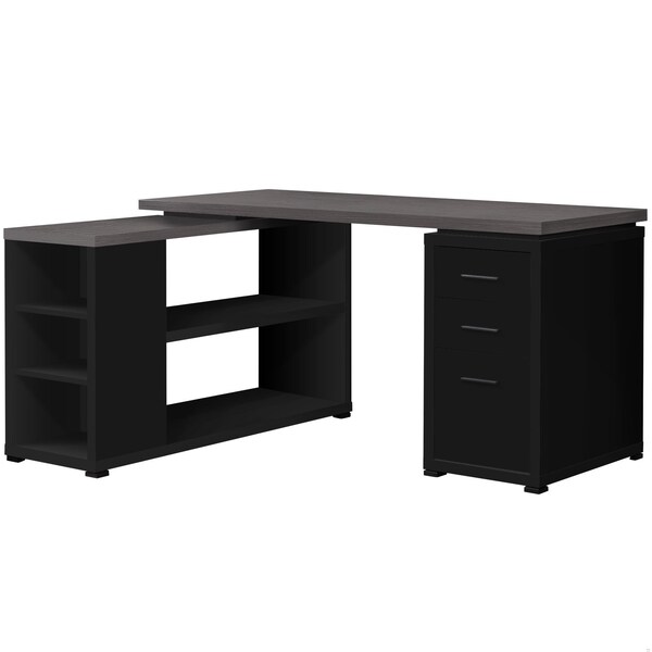 Homeroots 29 in. Black Particle BoardHollow Core & MDF Computer Desk with a Grey Top - 333520