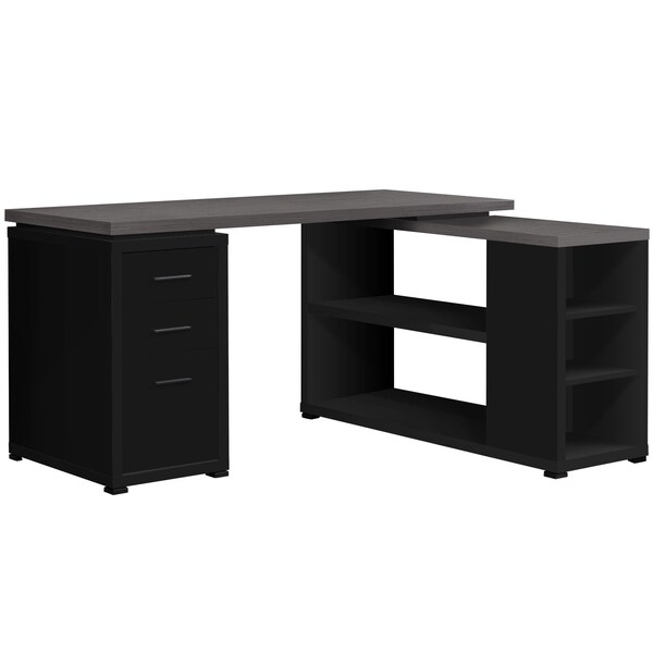 Homeroots 29 in. Black Particle BoardHollow Core & MDF Computer Desk with a Grey Top - 333520