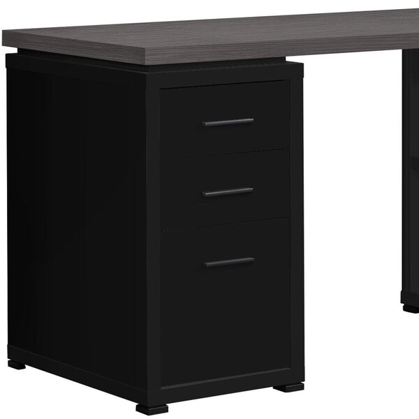 Homeroots 29 in. Black Particle BoardHollow Core & MDF Computer Desk with a Grey Top - 333520