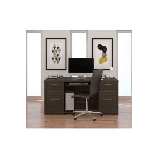 Bestar Bestar Executive Desk Kit - 66" - Dark Chocolate - Embassy Series - 60850-79