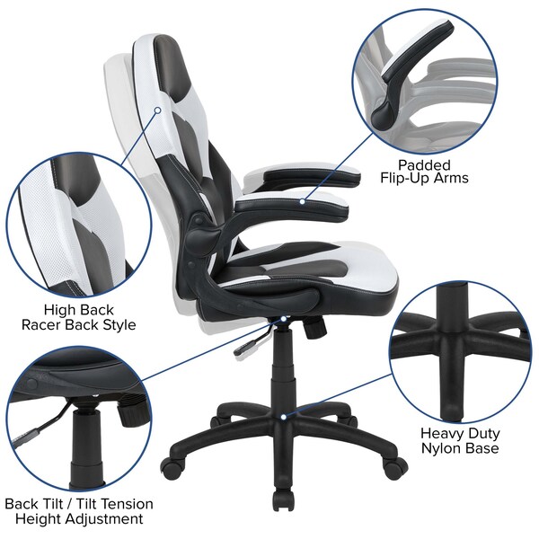 Flash Furniture Black Gaming Desk and Chair Set with Cup Holder - BLN-X10D1904L-WH-GG