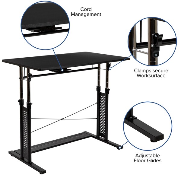 Flash Furniture Black Desk, Chair, Cabinet Set - BLN-NAN21CPX5L-BK-GG