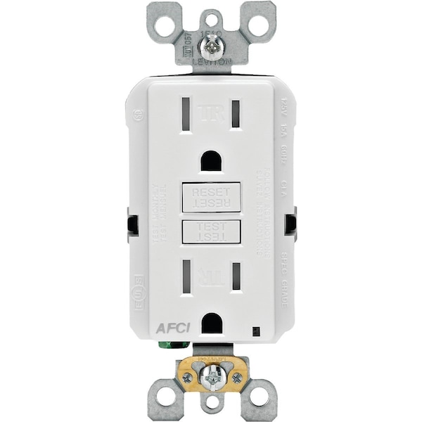 Leviton SmartLockPro 15A White Arc Fault 5-15R Duplex Outlet - R32-AFTR1-0KW