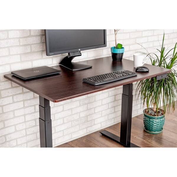 Luxor 48 in  3-Stage Dual Motor Electric Stand Up Desk - Black / Dark Walnut - STANDE-48-BK/DW