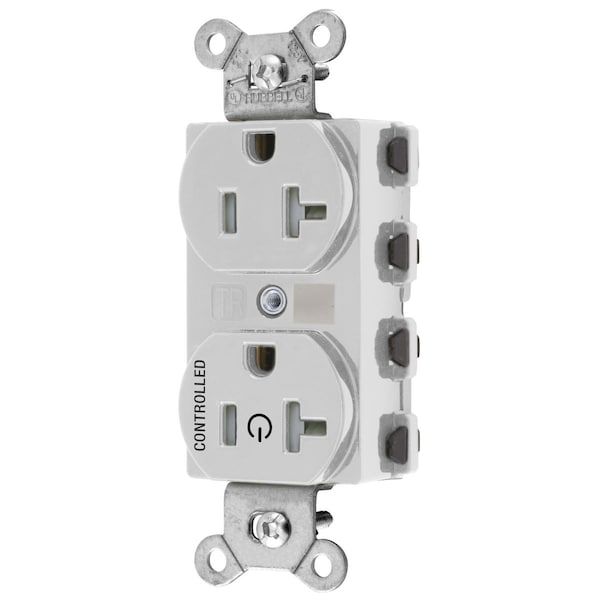 Hubbell Wiring Device-Kellems Straight Blade Devices, Receptacles, Duplex, SNAPConnect, Tamper Resistant, 20A 125V, 2-Pole 3-Wire Grounding, 5-20R, Nylon, White - SNAP5362C1WTRA